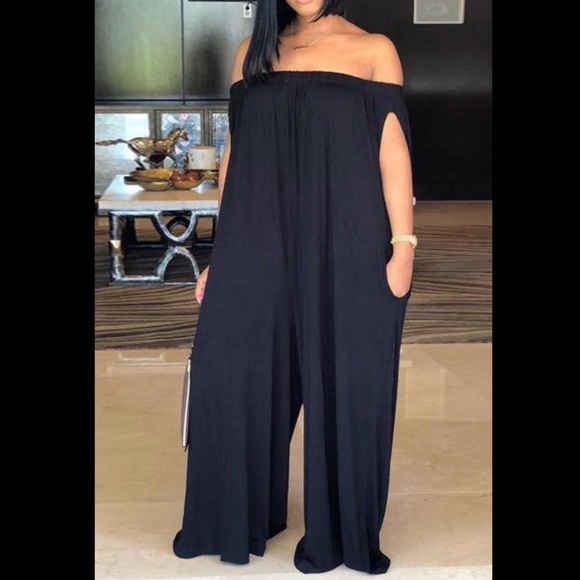 2X Plus Size Black Baggy Jumpsuit Romper - Picture 2 of 8